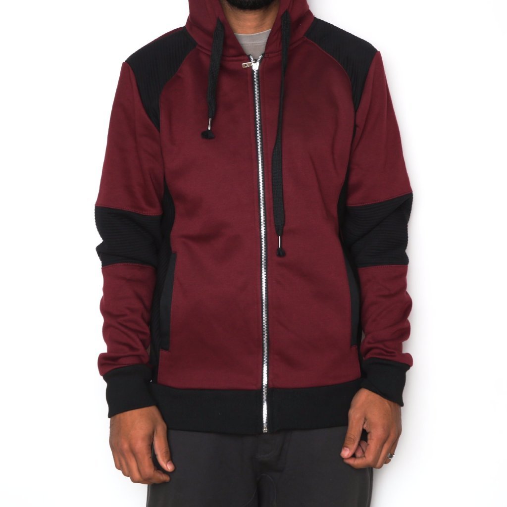 Maroon Moto Hoody