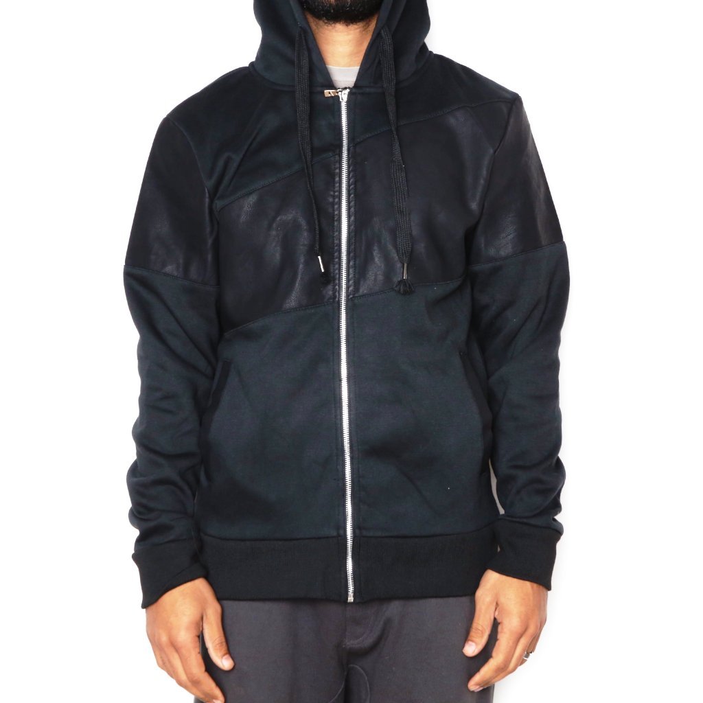 LEATHER MOTO HOODY