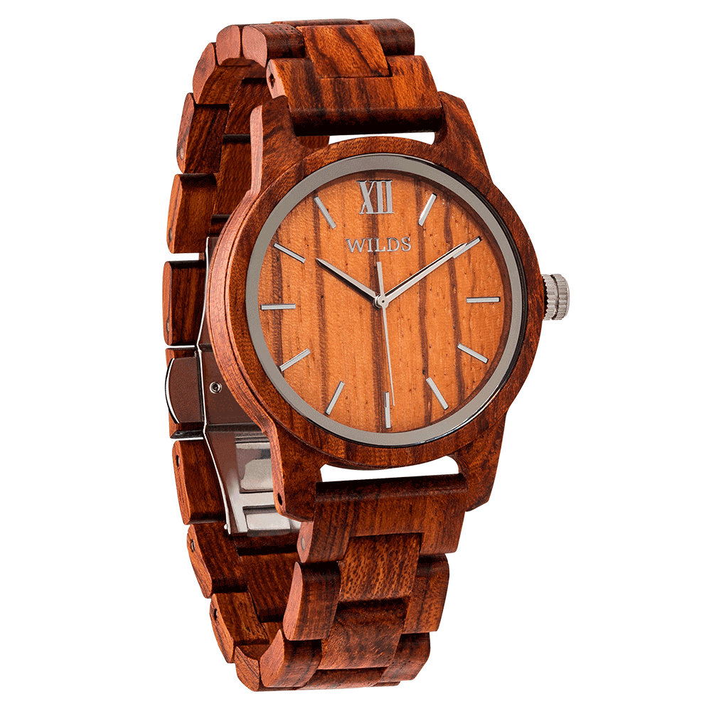 Men's Handmade Engraved Kosso Wooden Timepiece -