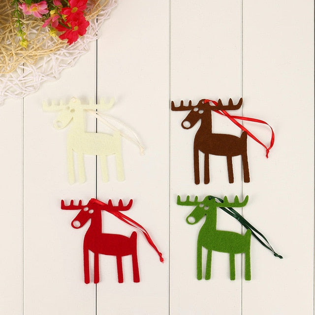 10PC Cute Christmas Elk Shape Felt Ornament