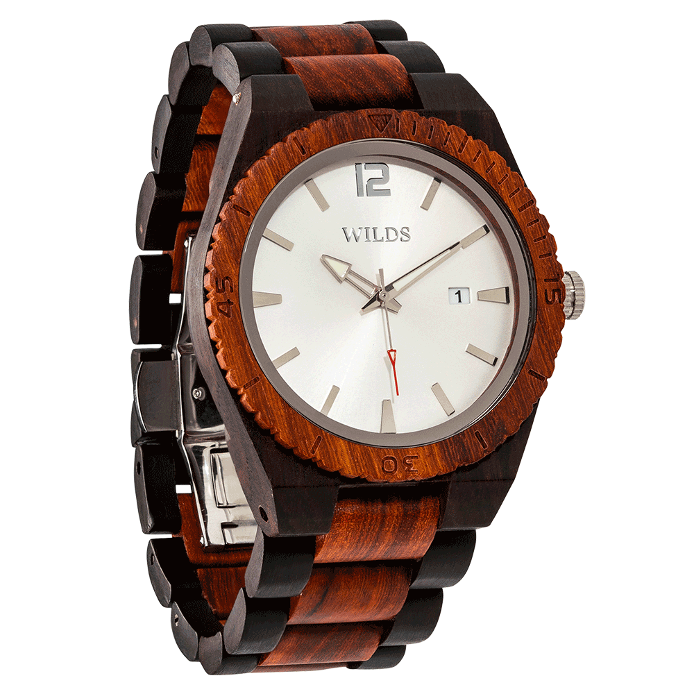 Men's Custom Engrave Ebony & Rose Wooden Watch -