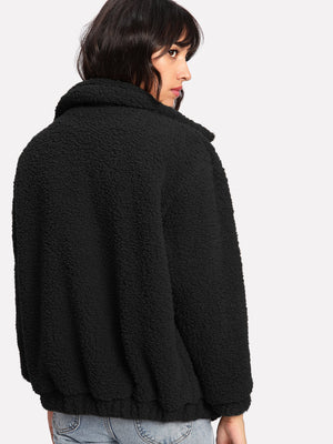 Dual Pocket Faux Fur Jacket