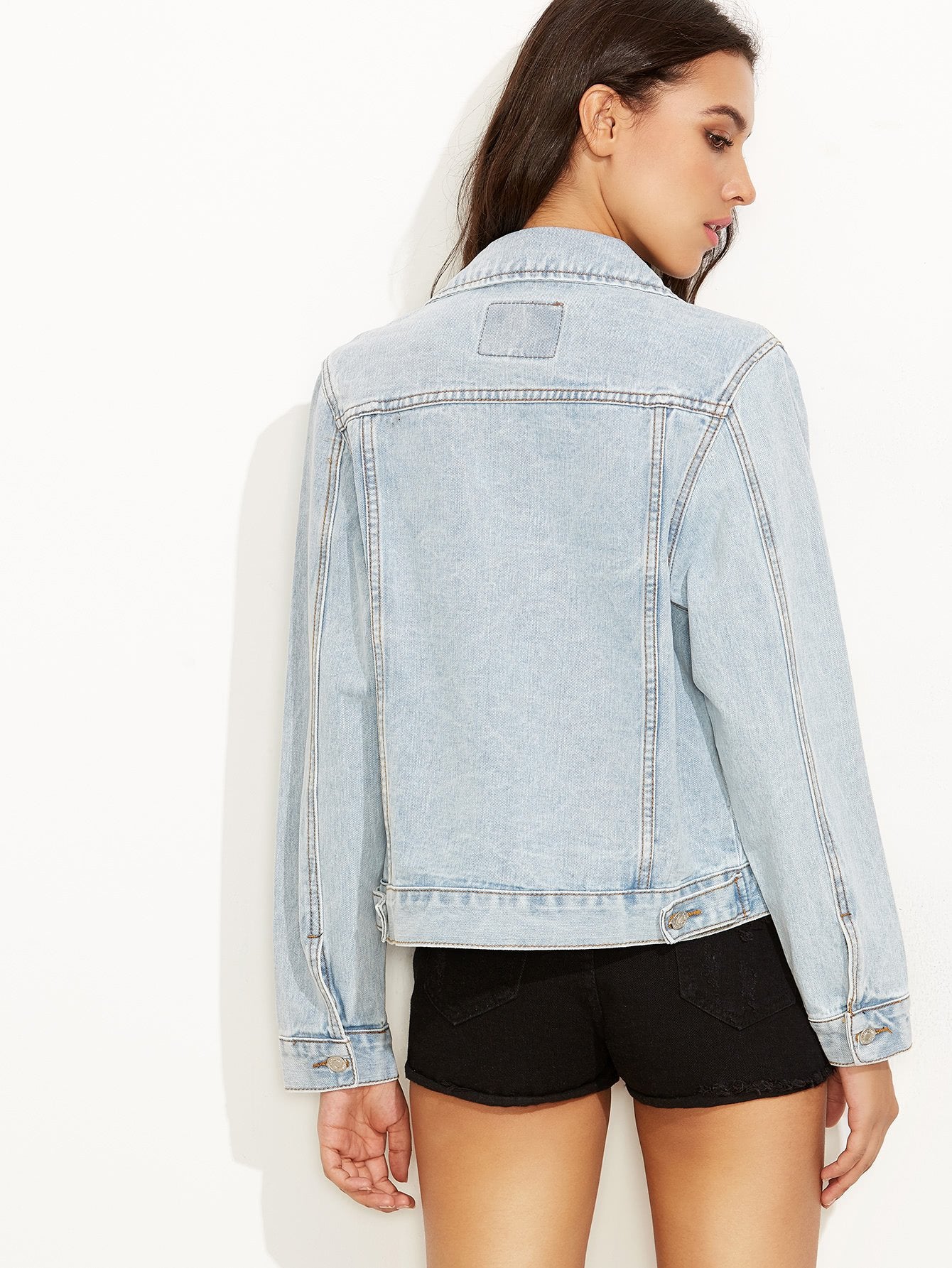 Light Blue Button Front Denim Jacket