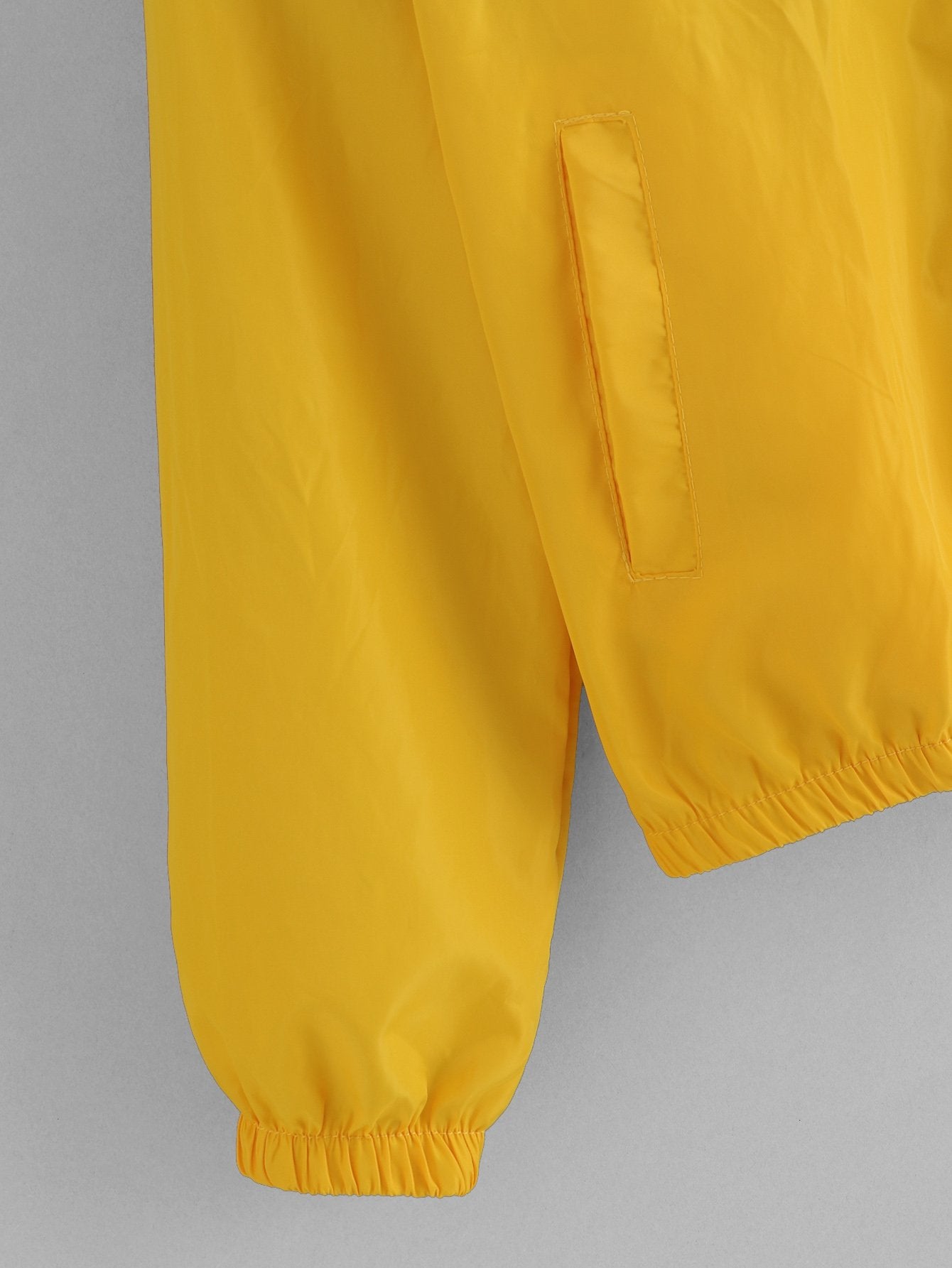 Color Block Elastic Waist Drawstring Jacket