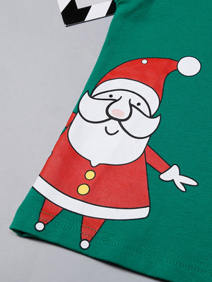 Christmas Men Santa Print Striped Pajama Set