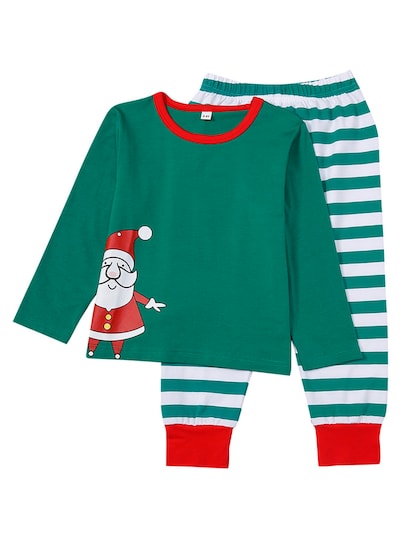 Christmas Men Santa Print Striped Pajama Set