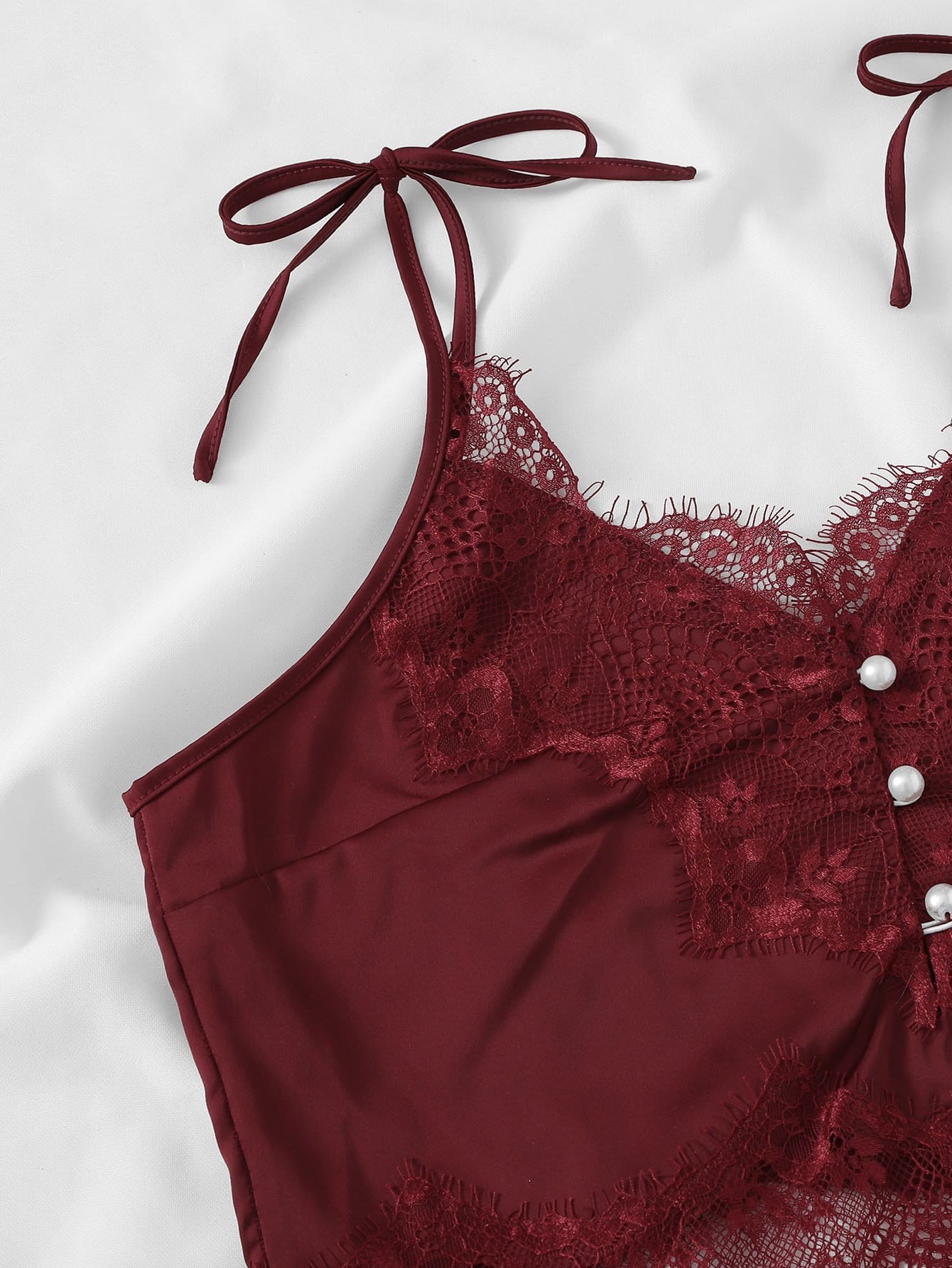 Christmas Contrast Lace Cami Top & Shorts With