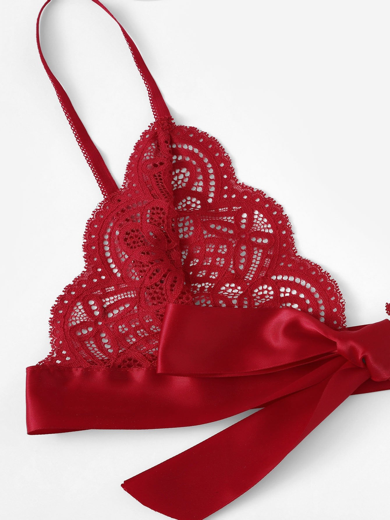 Christmas Scalloped Trim Tie Side Lingerie Set
