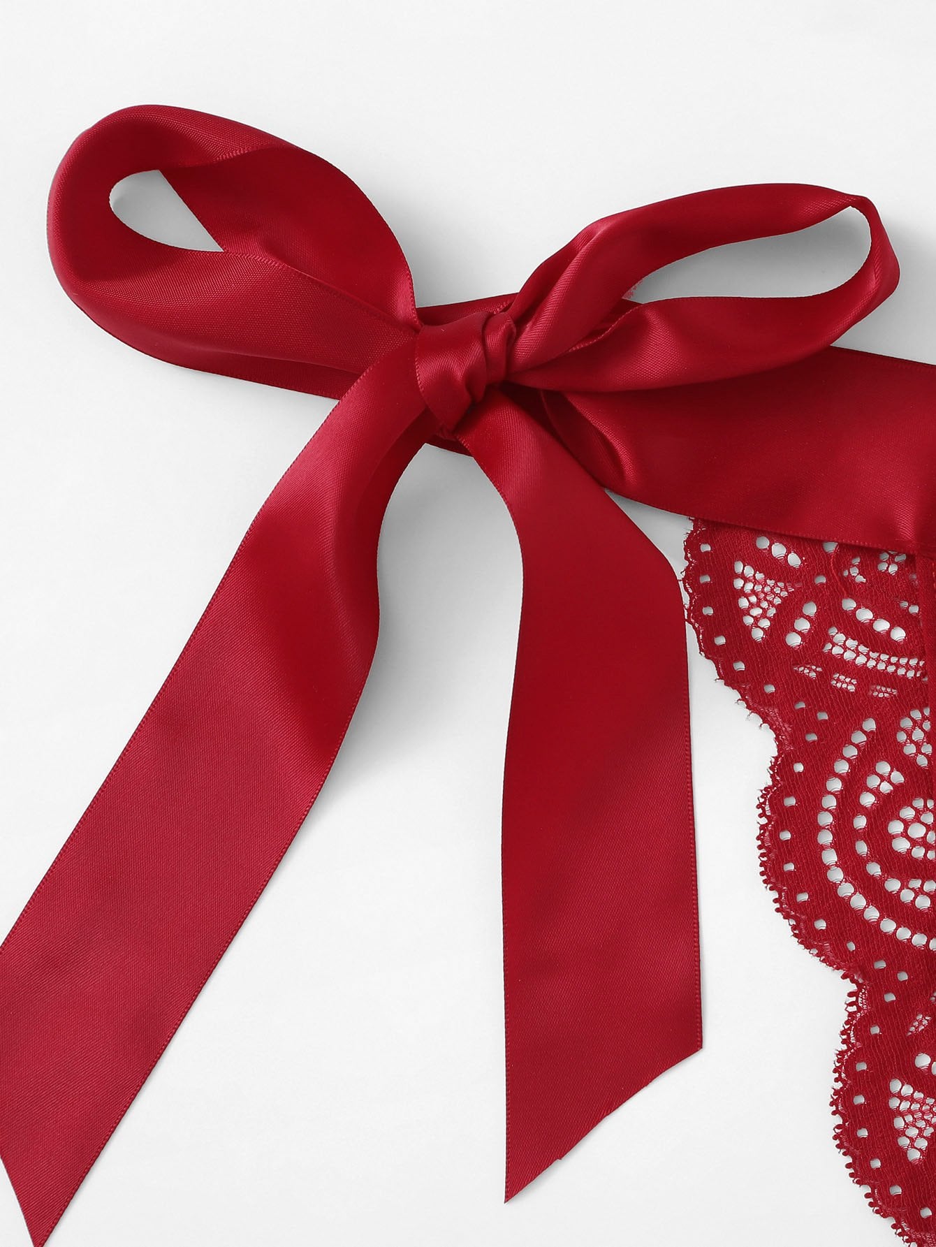 Christmas Scalloped Trim Tie Side Lingerie Set
