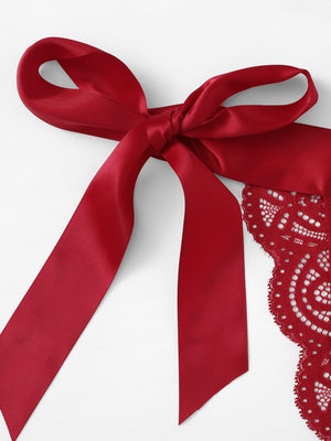 Christmas Scalloped Trim Tie Side Lingerie Set