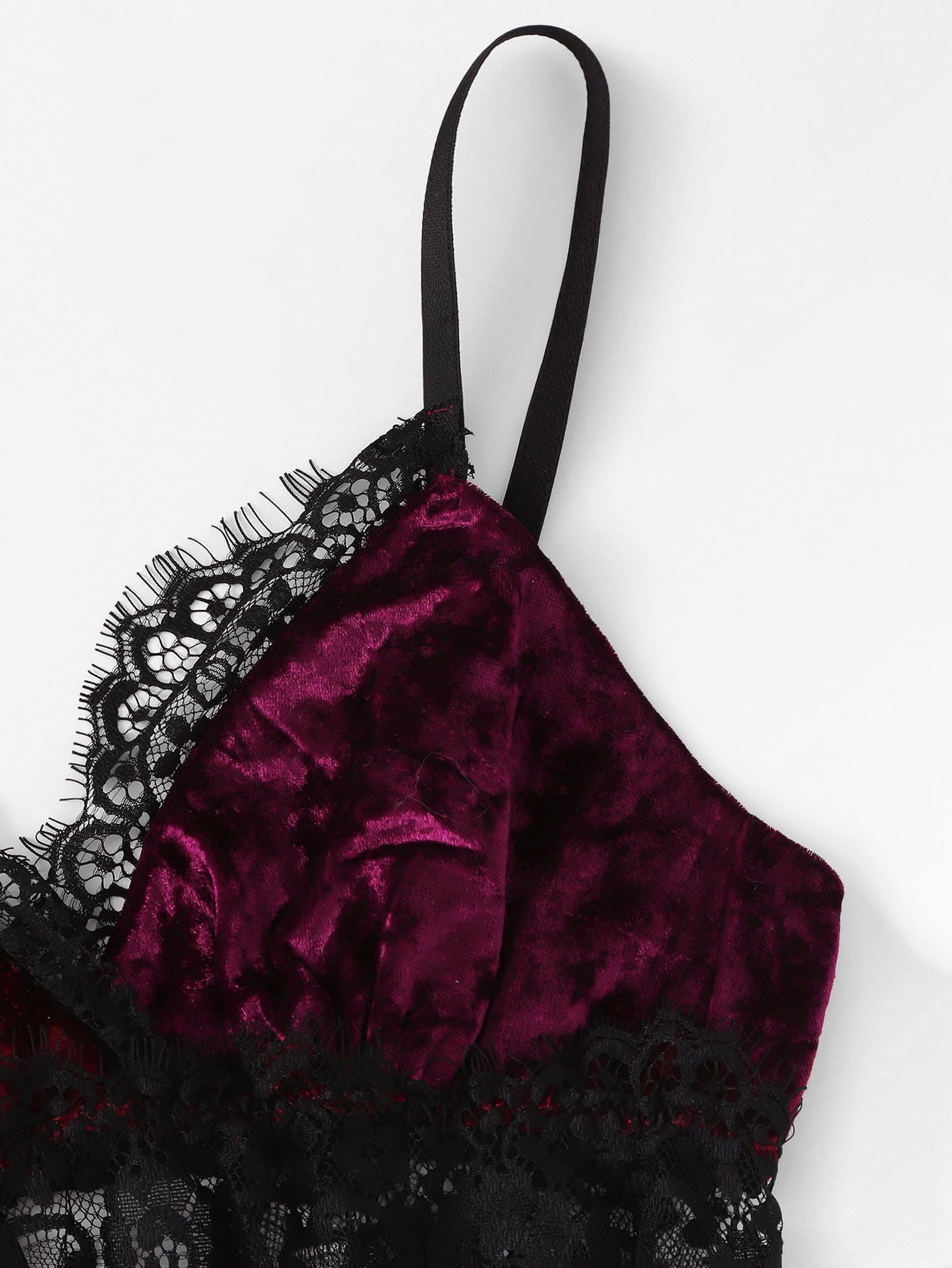 Christmas Lace Trim Split Cami Top & Shorts