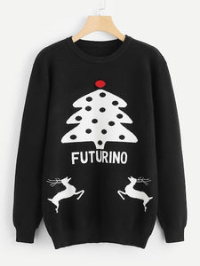 Christmas & Letter Print Jumper