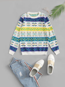 Christmas & Geo Print Jumper