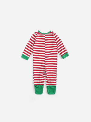 Christmas Baby Zip Front Striped Jumpsuit