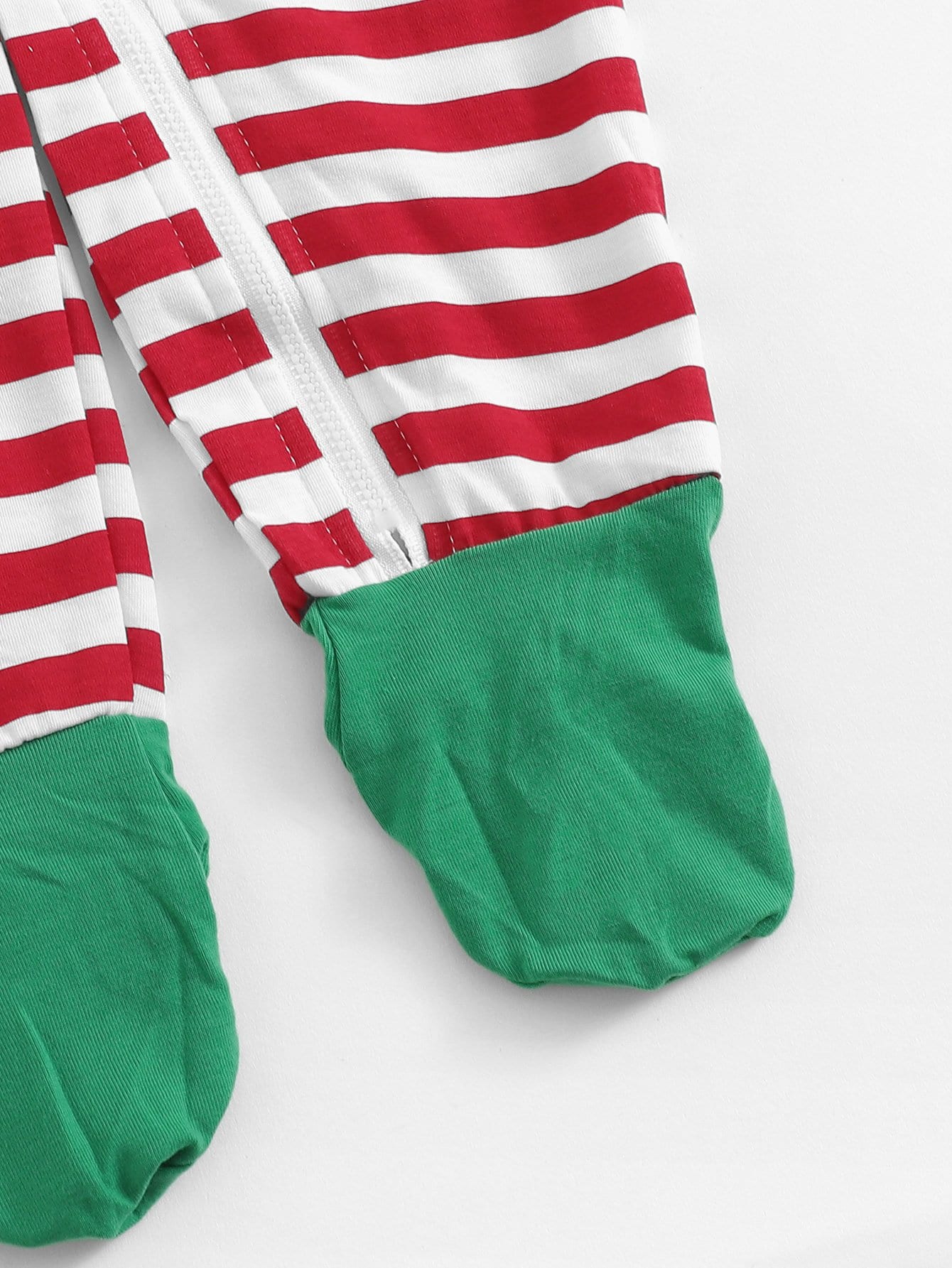 Christmas Baby Zip Front Striped Jumpsuit