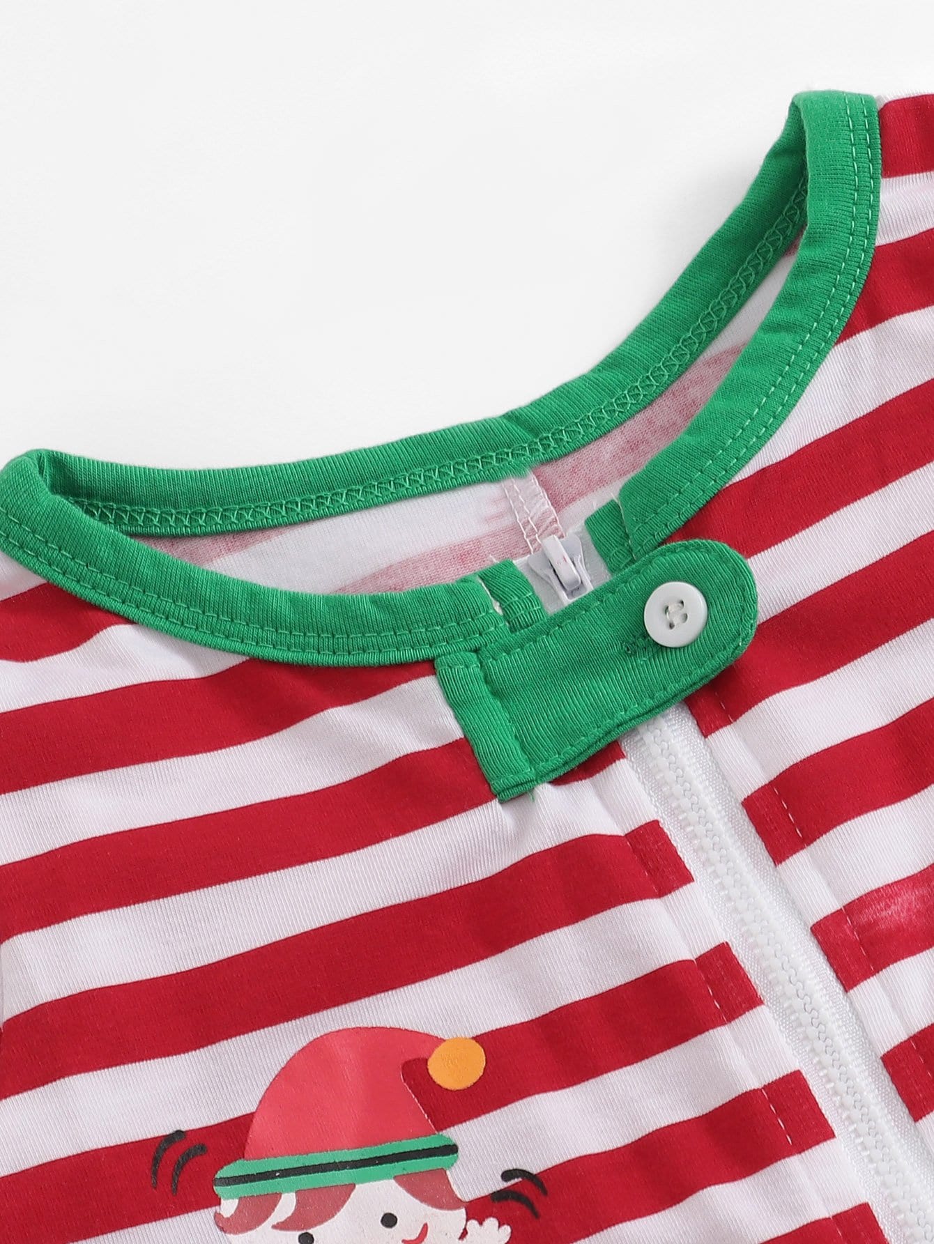 Christmas Baby Zip Front Striped Jumpsuit