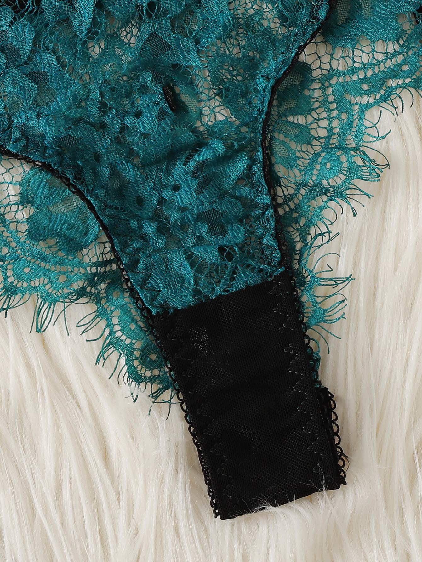 Christmas Eyelash Lace Garter Lingerie Set