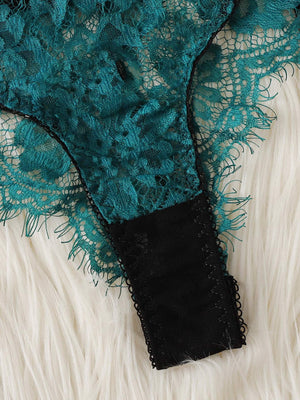 Christmas Eyelash Lace Garter Lingerie Set