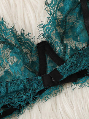 Christmas Eyelash Lace Garter Lingerie Set