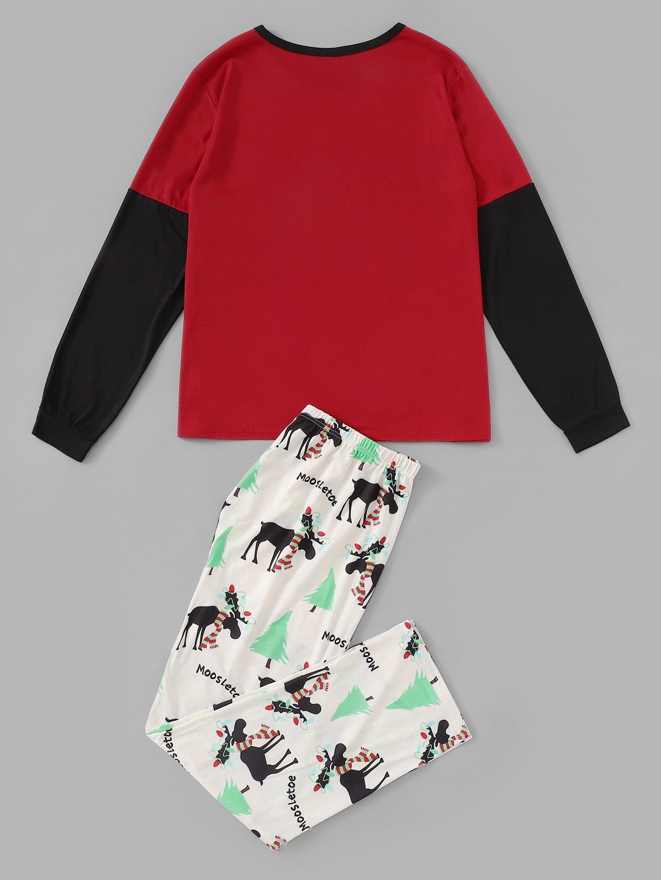 Christmas Men Deer Print Colorblock Pajama Set