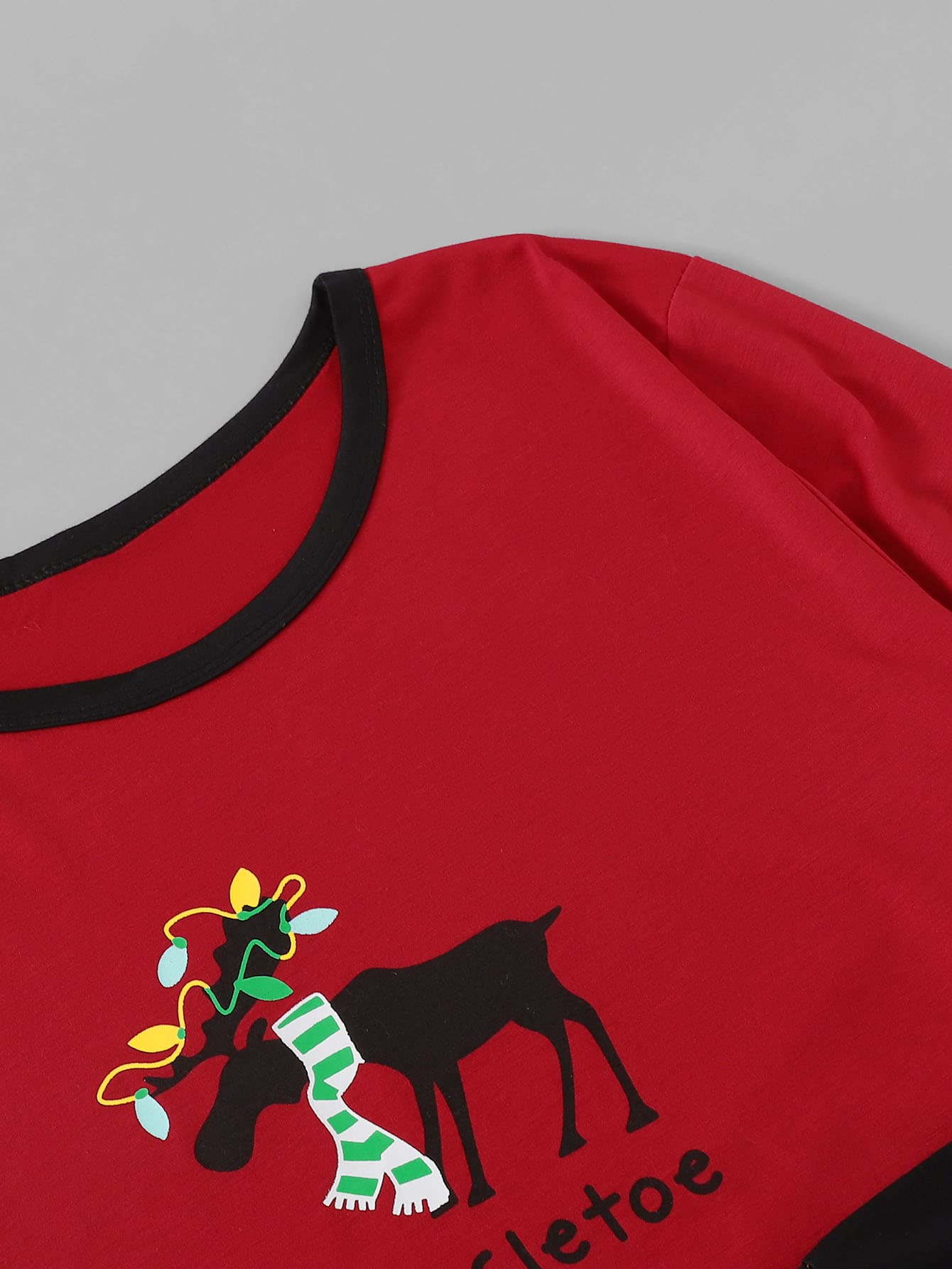 Christmas Men Deer Print Colorblock Pajama Set