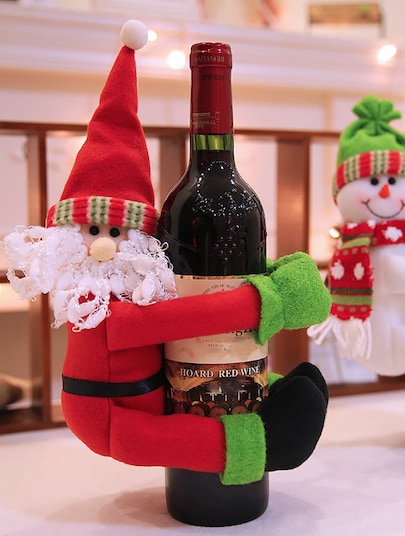 Christmas Santa Claus Wine Bottle Hug Cover
