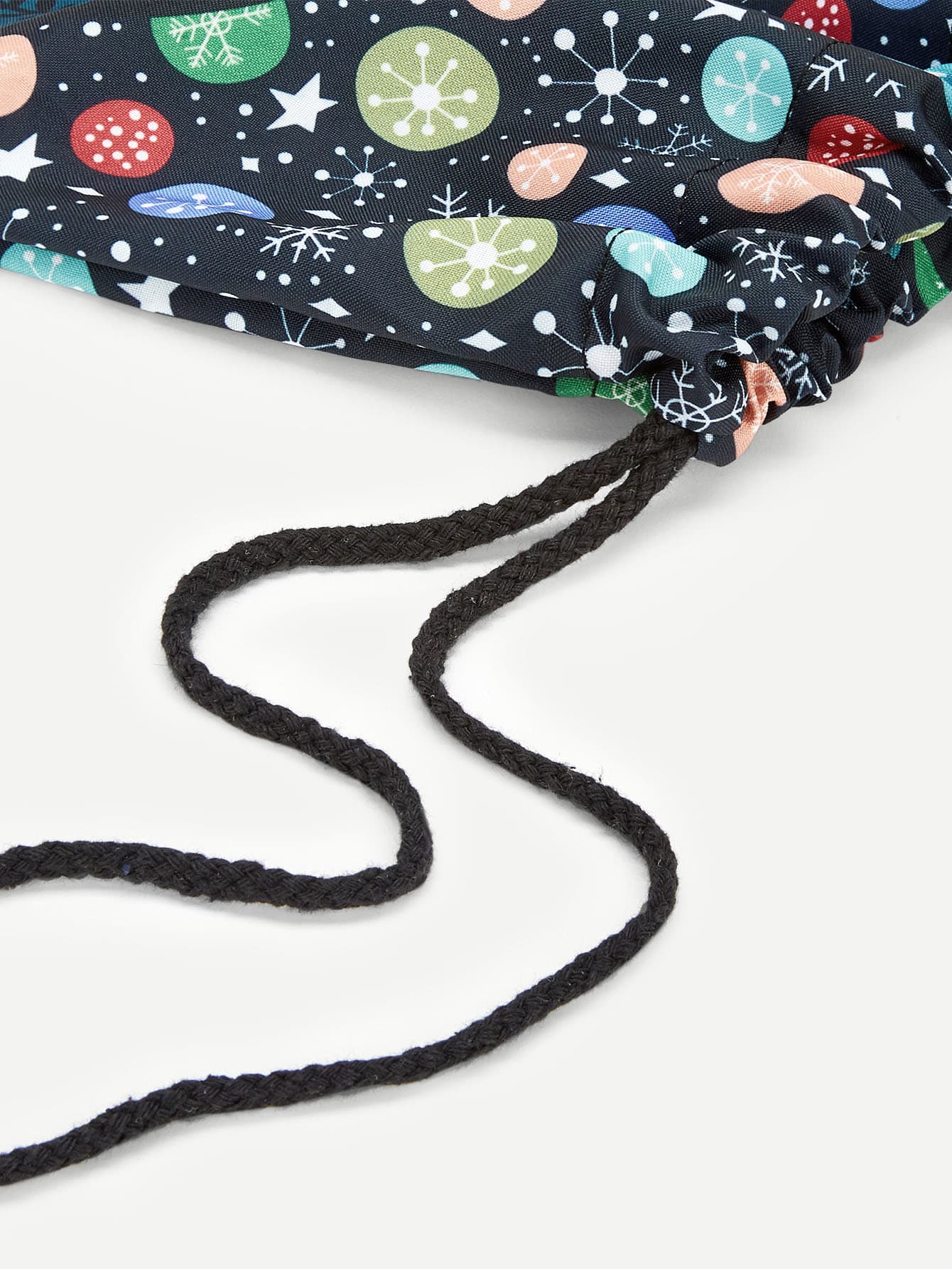 Christmas Cartoon And Snowflake Print Drawstring