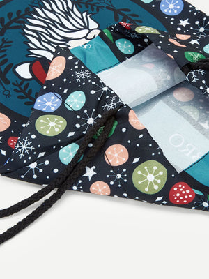 Christmas Cartoon And Snowflake Print Drawstring