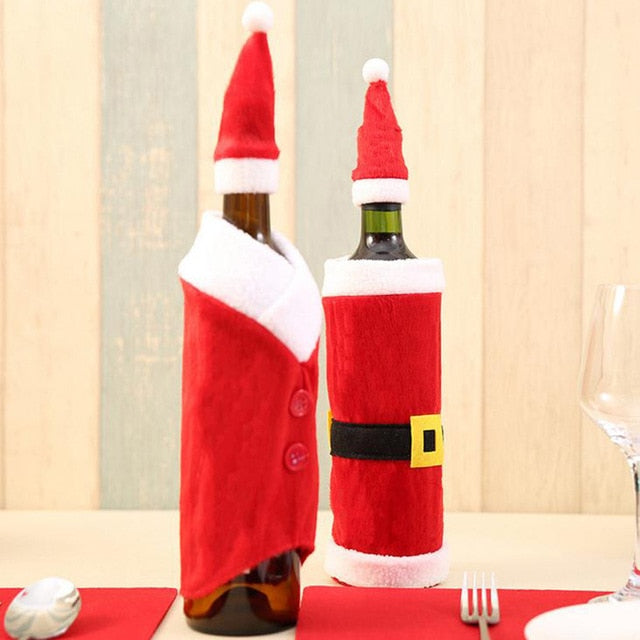 1pc Christmas Red Wine Bottle Cover Bags Xmas