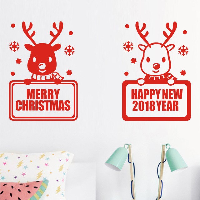 2018 Happy New Year Merry Christmas Wall Sticker