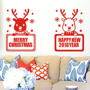 2018 Happy New Year Merry Christmas Wall Sticker