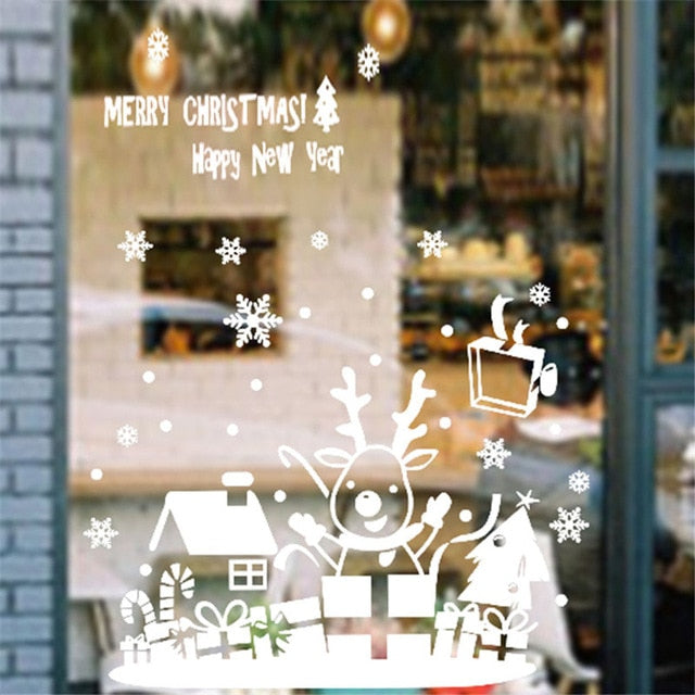 2019 Merry Christmas Window Stickers PVC Wallpaper