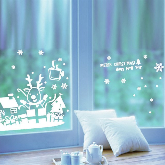 2019 Merry Christmas Window Stickers PVC Wallpaper