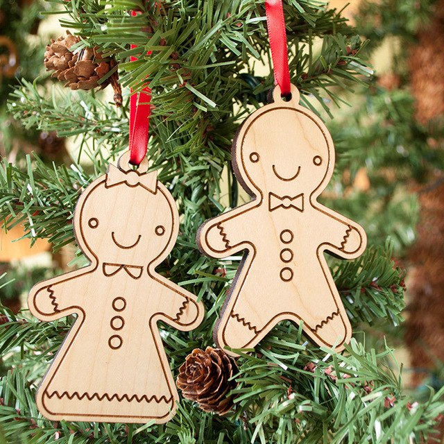 2Pcs / Set Wooden Christmas Cookies Pendant