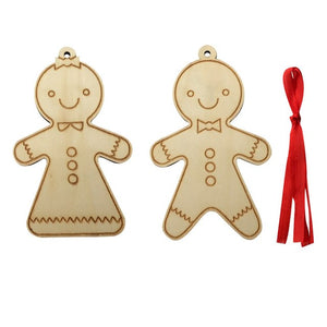 2Pcs / Set Wooden Christmas Cookies Pendant