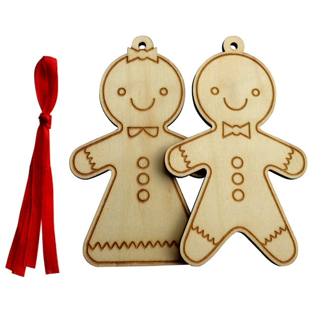 2Pcs / Set Wooden Christmas Cookies Pendant