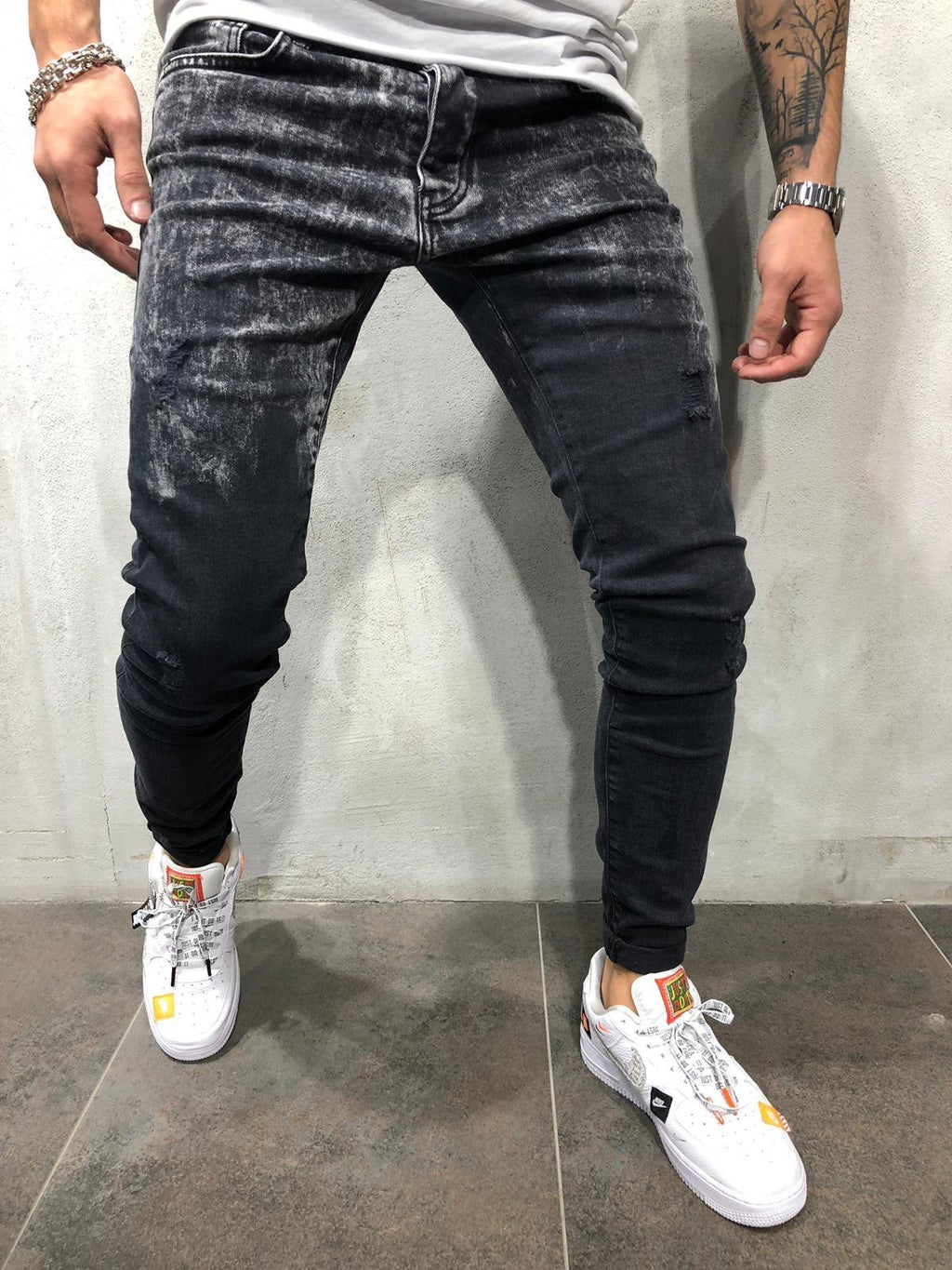 Black Stonewashed Jeans Skinny Fit 3990