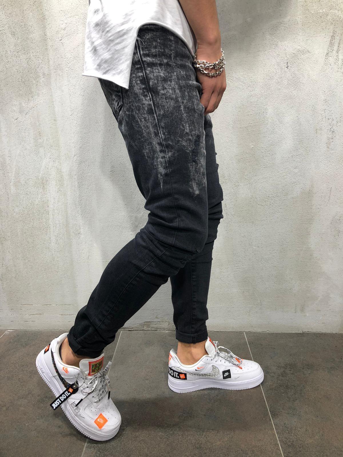 Black Stonewashed Jeans Skinny Fit 3990