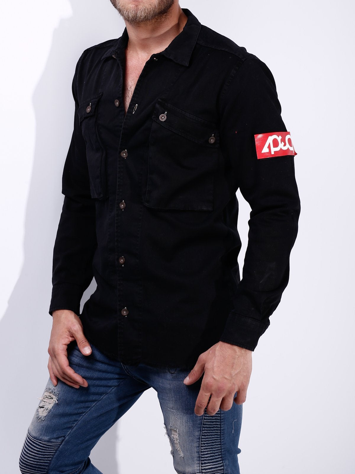 Canvas Shirt Red Armband 4156