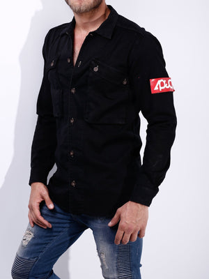 Canvas Shirt Red Armband 4156
