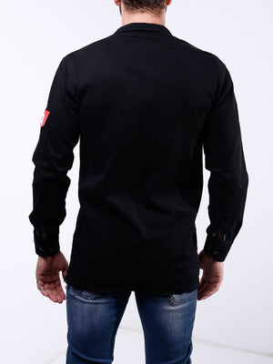 Canvas Shirt Red Armband 4156