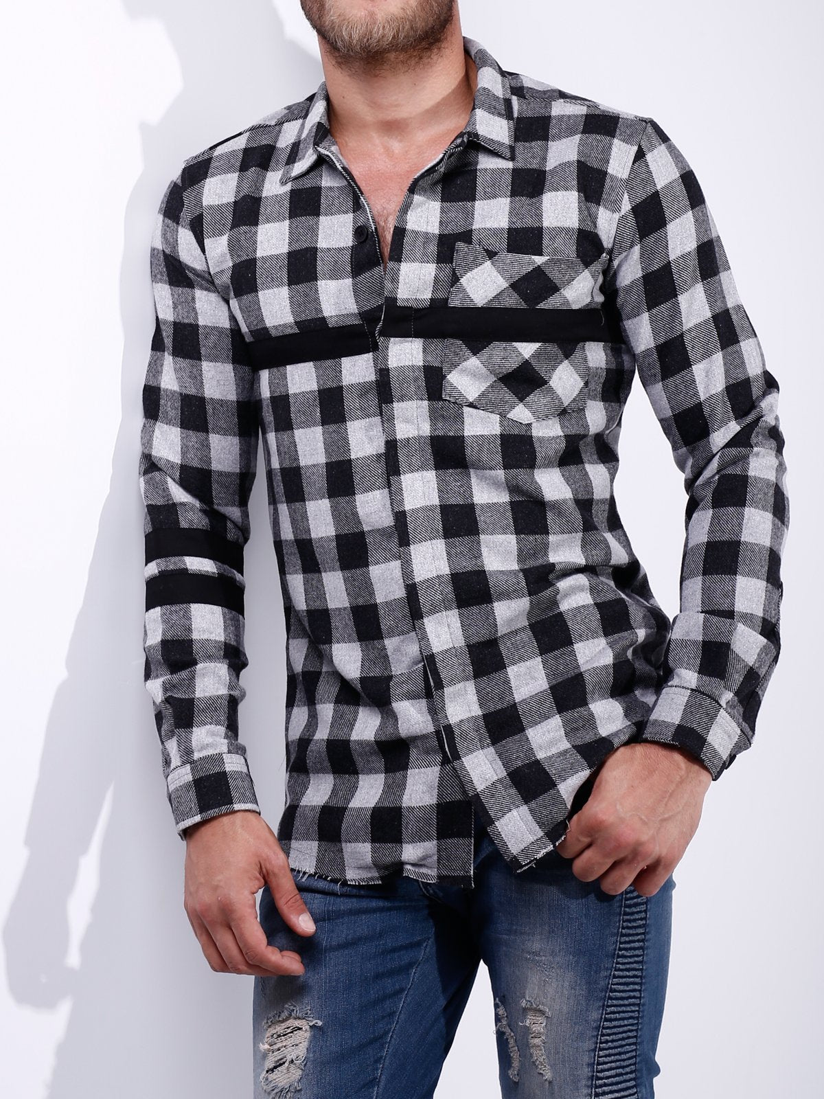 Check Shirt Stripe Details 4159
