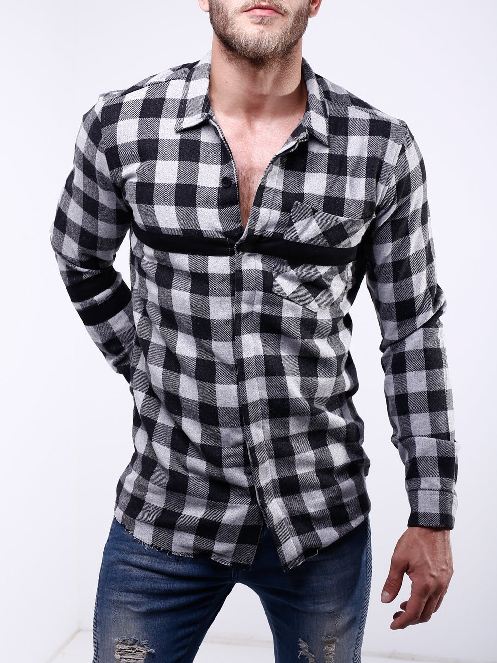 Check Shirt Stripe Details 4159