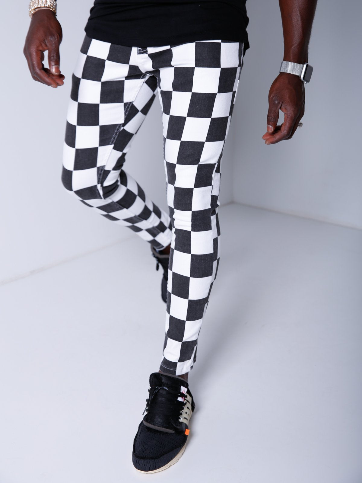 Black&White Checkered Jeans 4336