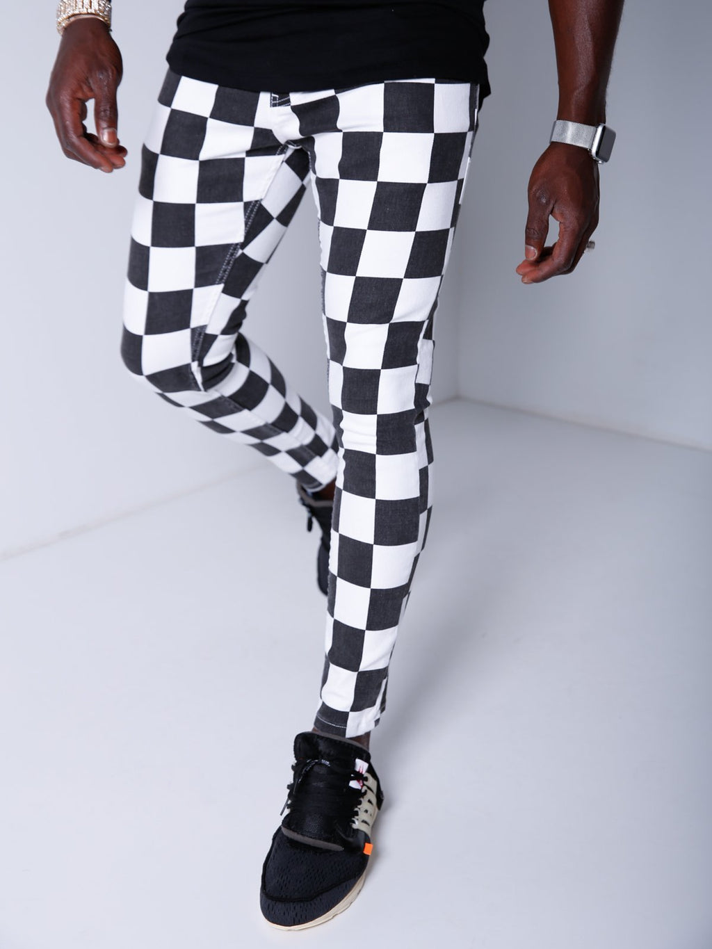 Black&White Checkered Jeans 4336