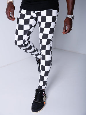 Black&White Checkered Jeans 4336