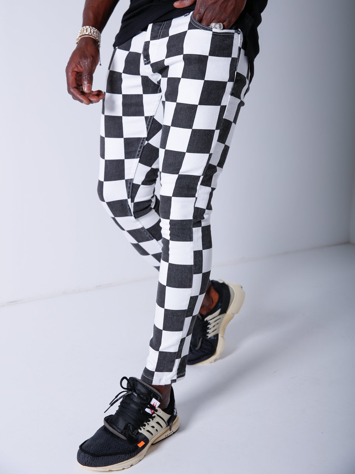 Black&White Checkered Jeans 4336