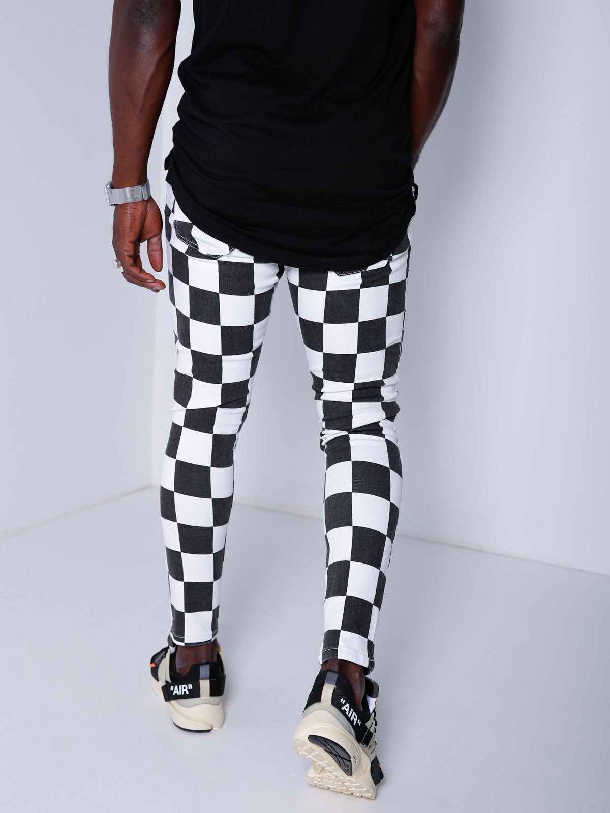 Black&White Checkered Jeans 4336