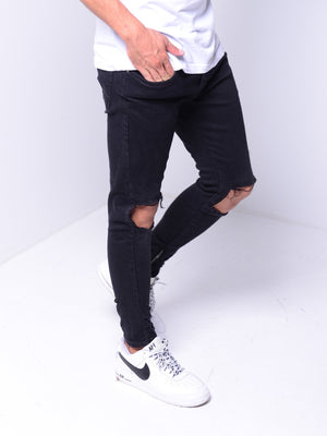 Black Knee Out Jeans 4365