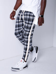 Checkered Sweatpants Side Stripes 4372